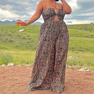 Animal Print Sleeveless Jumpsuit